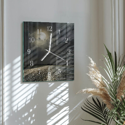Horloge carrée en verre Chemin de la lune