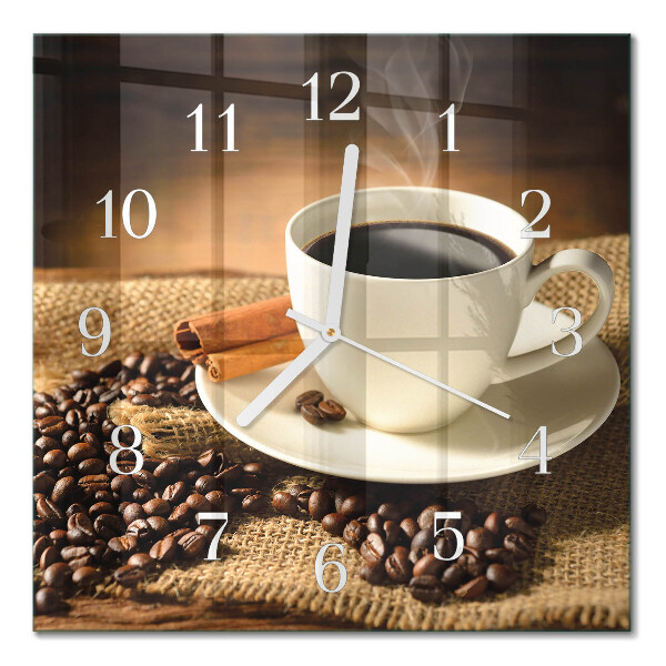 Horloge carrée en verre Café