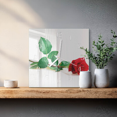 Horloge carrée en verre Rose