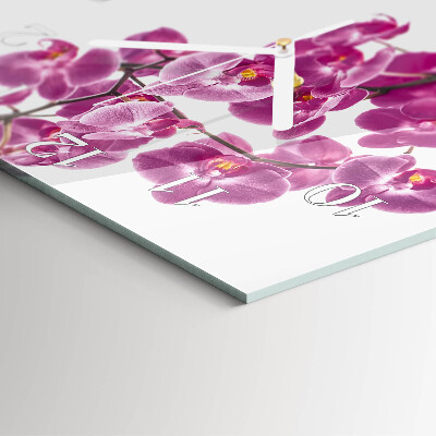 Horloge carrée en verre Orchidée