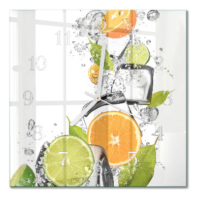 Horloge carrée en verre Agrumes