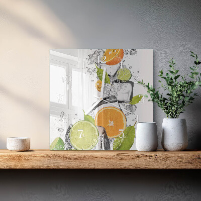 Horloge carrée en verre Agrumes