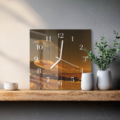 Horloge carrée en verre Désert