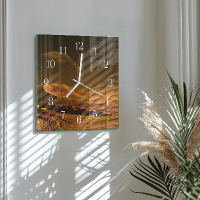 Horloge carrée en verre Désert