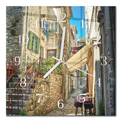 Horloge carrée en verre Rue