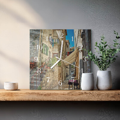 Horloge carrée en verre Rue