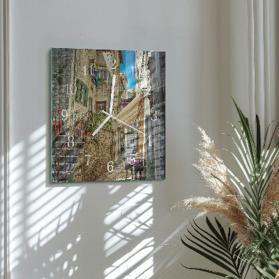 Horloge carrée en verre Rue