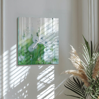 Horloge carrée en verre Prairie