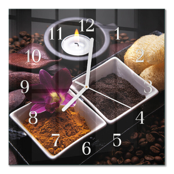 Horloge carrée en verre Orchidée