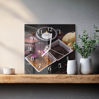 Horloge carrée en verre Orchidée