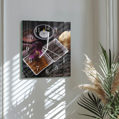 Horloge carrée en verre Orchidée