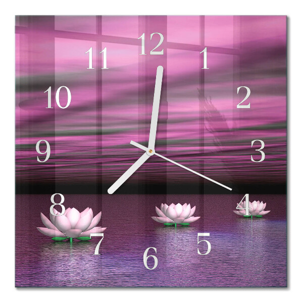 Horloge carrée en verre Nénuphars