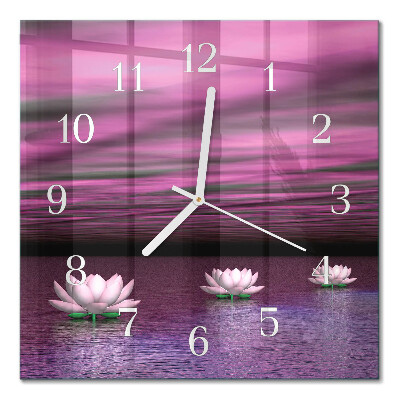 Horloge carrée en verre Nénuphars