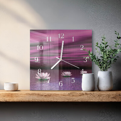 Horloge carrée en verre Nénuphars