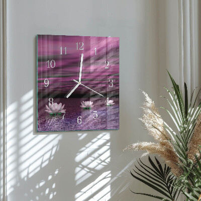Horloge carrée en verre Nénuphars