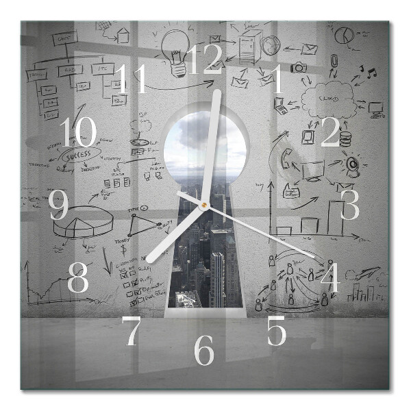 Horloge murale carrée Trou de serrure