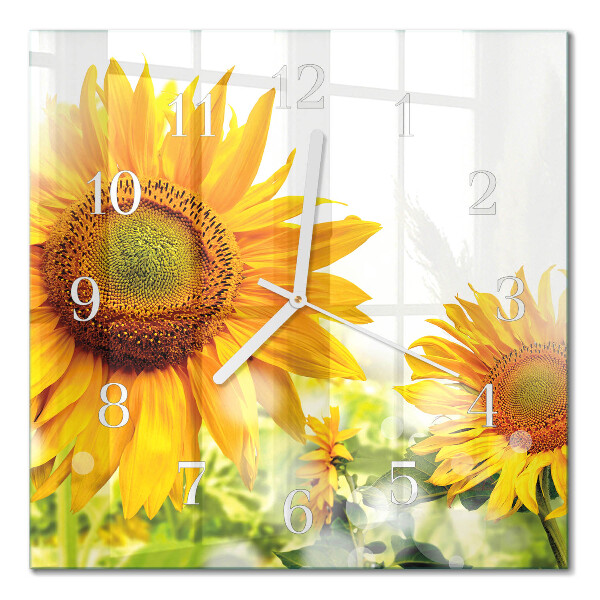 Horloge carrée en verre Tournesol