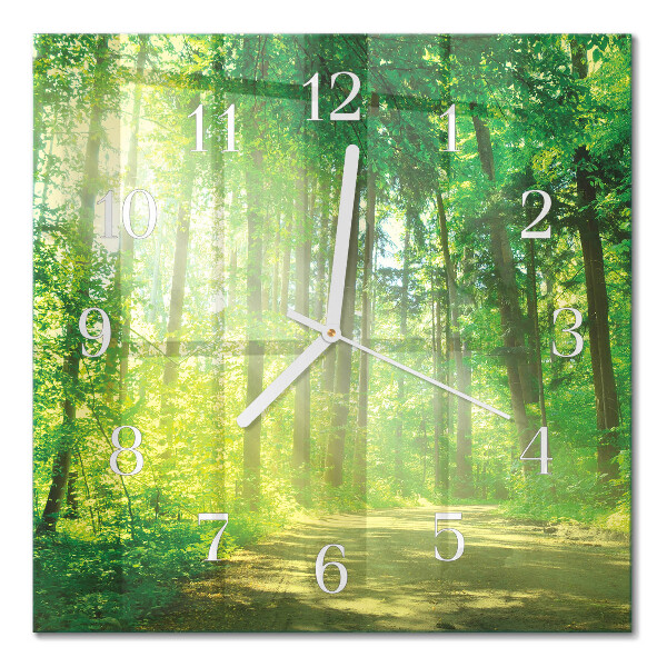 Horloge carrée en verre Nature forestière