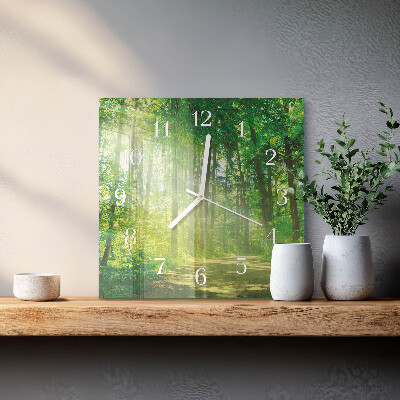 Horloge carrée en verre Nature forestière