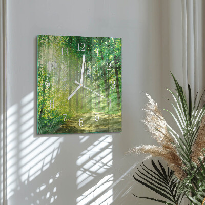 Horloge carrée en verre Nature forestière