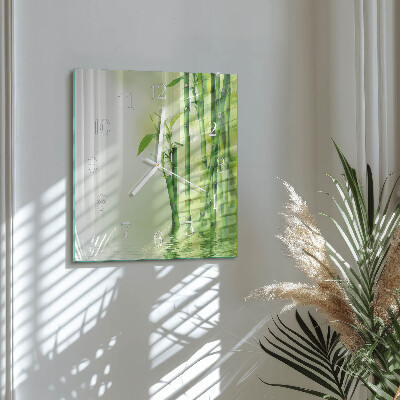 Horloge carrée en verre Bambou