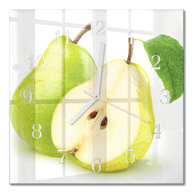 Horloge carrée en verre Poires