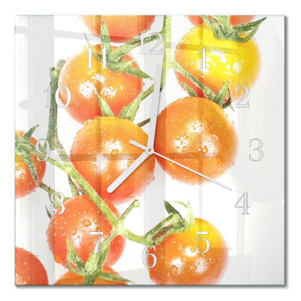 Horloge carrée en verre Tomates