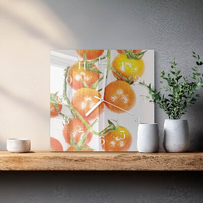 Horloge carrée en verre Tomates