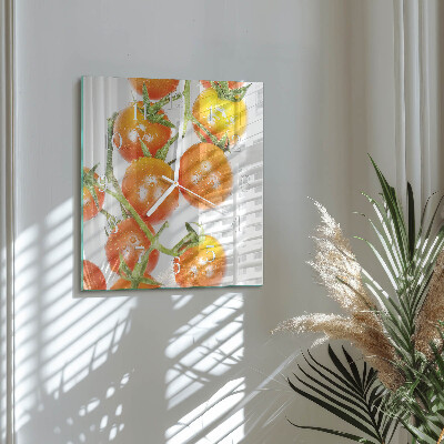 Horloge carrée en verre Tomates