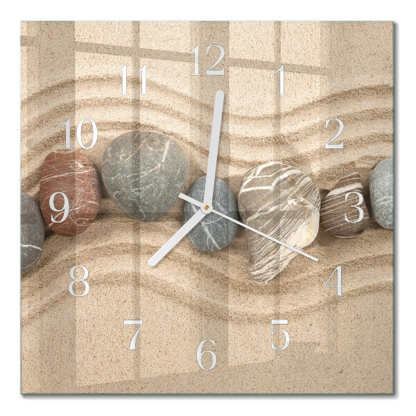 Horloge carrée en verre Pierres et sable