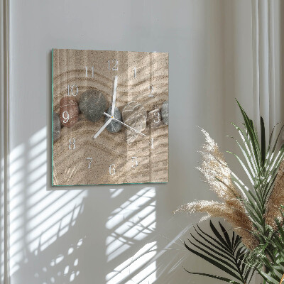 Horloge carrée en verre Pierres et sable