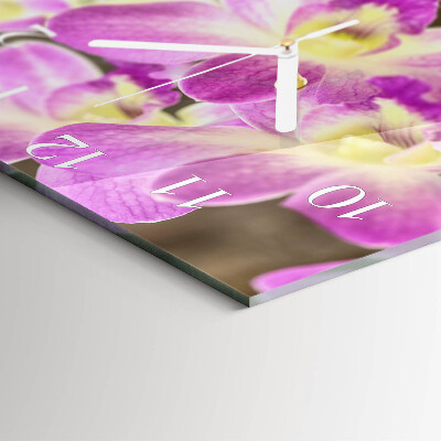 Horloge carrée en verre Fleurs
