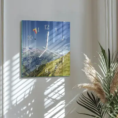 Horloge murale carrée Montagnes