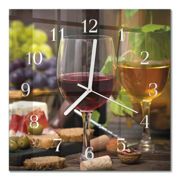 Horloge carrée en verre Verres de vin