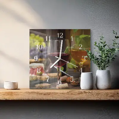 Horloge carrée en verre Verres de vin