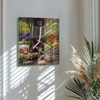 Horloge carrée en verre Verres de vin
