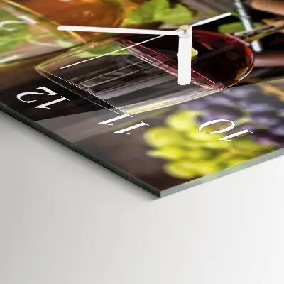 Horloge carrée en verre Verres de vin