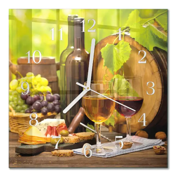 Horloge carrée en verre Raisins pour le vin