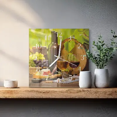 Horloge carrée en verre Raisins pour le vin