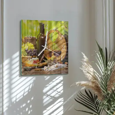 Horloge carrée en verre Raisins pour le vin