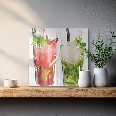 Horloge murale carrée Cocktails