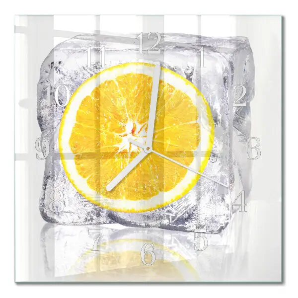 Horloge carrée en verre Glace à l'orange