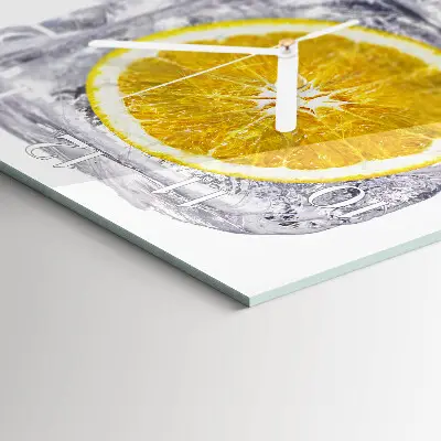 Horloge carrée en verre Glace à l'orange