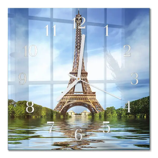 Horloge carrée en verre Tour eiffel