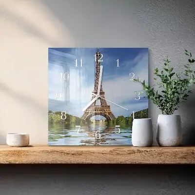 Horloge carrée en verre Tour eiffel