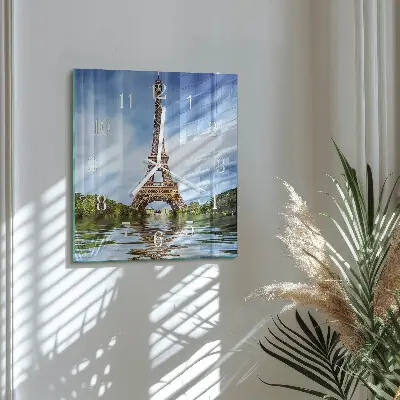 Horloge carrée en verre Tour eiffel