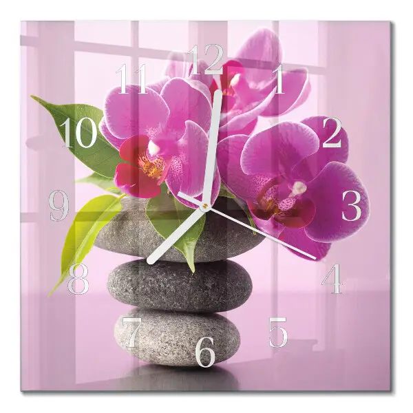 Horloge murale carrée Orchidée