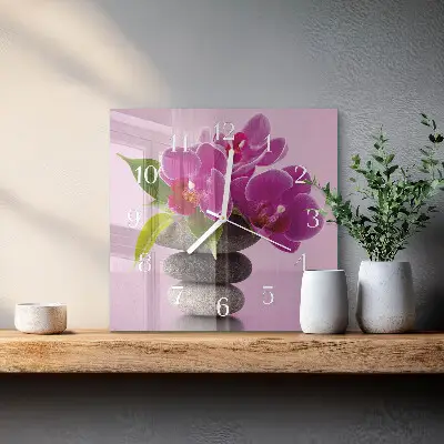 Horloge murale carrée Orchidée