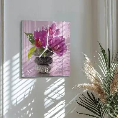 Horloge murale carrée Orchidée