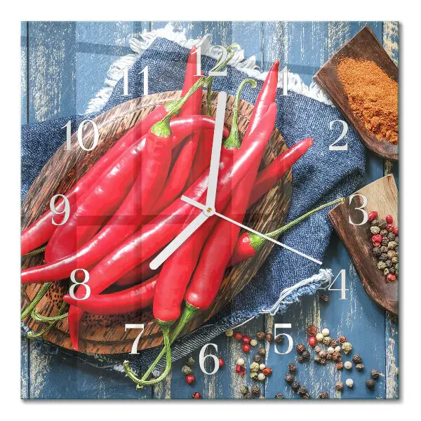 Horloge carrée en verre Piment